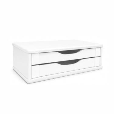 Imagem de Souza & Cia Suporte para Monitor com 2 Gavetas, MDF Branco, Elevador de Monitor e Organizador de Mesa, Modelo 3340