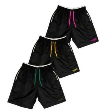 Imagem de Kit 3 Shorts Masculinos Praia Verão Tactel Poliéster Estampados Bermud