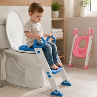 Imagem de Assento Redutor Infantil Com Escada Ajustável Azul Ou Rosa - Toys & To