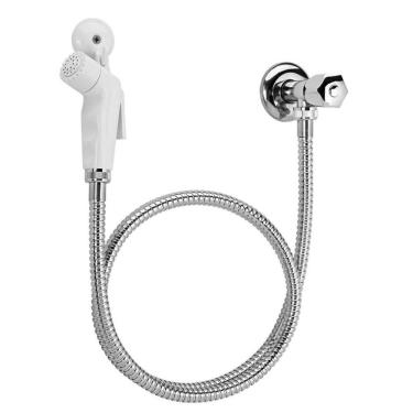 Imagem de Ducha Higienica Pop Branca para Banheiro com Registro e Flexivel Cromado Branco Blukit Bivolt