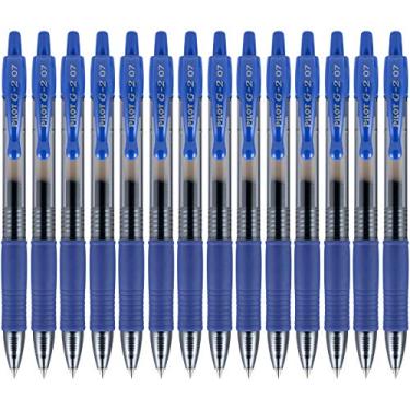 Imagem de Pilot, Canetas rolo de gel premium G2, ponta fina de 0,7 mm, azul, pacote com 14
