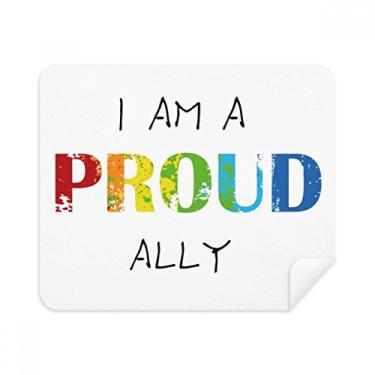 Imagem de LGBT Pano de limpeza de tela com bandeira de arco-íris Proud Ally 2 peças tecido de camurça