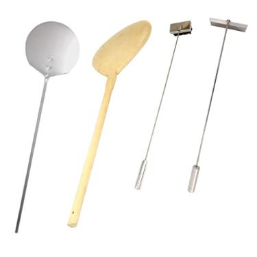 Imagem de Kit Forno Pá Pizza Madeira E Inox Grande + Rodo + Vassoura