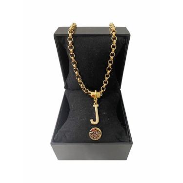 Imagem de Colar Feminino Elo Português Grosso 6mm Letra "J"