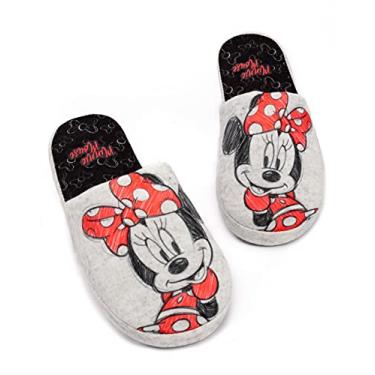 Imagem de Disney Minnie Mouse Slippers Womens Slip-On Grey House Shoes