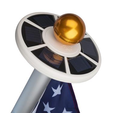 Imagem de Sunnytech 2ª geração de poste de bandeira solar 20 LEDs, mais brilhante, mais potente, mais longa duração e a maioria das coberturas de bandeira, luz de LED que acende a bandeira na maioria dos mastros de 3,8 a 7,6 m, circuito elétrico atualizado