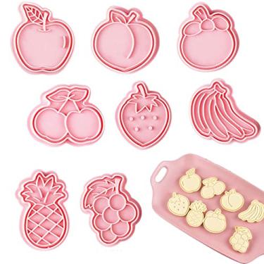 Imagem de Cortadores de biscoito de molde de biscoito - Desenhos animados 3D Frutas Formas Selos De Biscoito - Mini conjunto de formas de biscoito cortador de massa em forma de banana para decoração de Chunyu