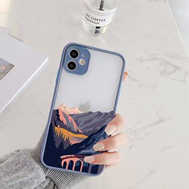 Imagem de Capa de telefone pintada à mão para iphone x xs max xr capa de cenário capa dura à prova de choque para iphone 6s 7 8 plus se 2 12 13 11 pro max, greyblue lyfg 2, para iphone13 pro max