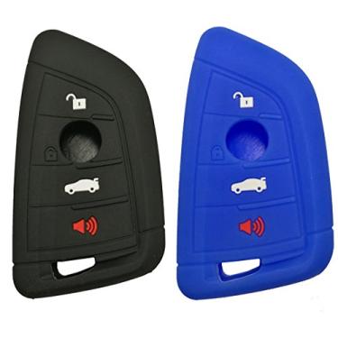 Imagem de Porta-chaves de borracha de silicone protetora com capa Fob com chave de controle remoto sem chave para BMW 2014 2015 2016 2017 X 1 F48 X 3 X4 X 5 X6 Remote Smart 3 4 BotõesALIWEI preto ALBMWGJT01