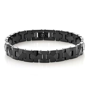 Imagem de Pulseira masculina de pirâmide de carboneto de tungstênio banhada a preto