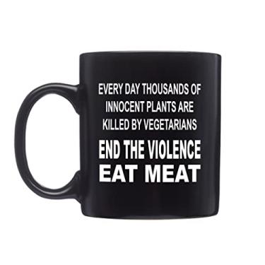 Imagem de Caneca de café engraçada caçando comer carne cervo caçador novidade copo presente para amigo caçador