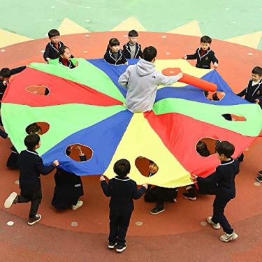 Imagem de Brinquedo de pára-quedas arco-íris guarda-chuva jogo de hamster com alças atividades de construção de equipe adereços de esportes ao ar livre jogos cooperativos de playground, cor, 4M
