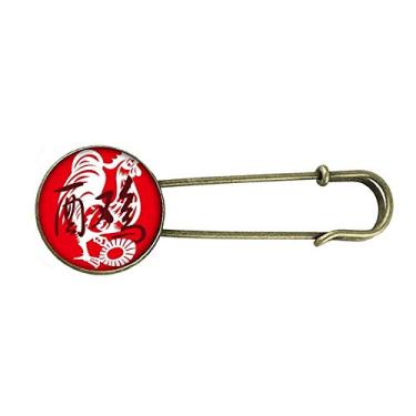 Imagem de Ano Novo do Galo Animal China Zodíaco Retro Metal Broche Pin Clip Joias