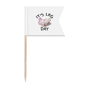 Imagem de Presente Art Deco para Dia de Perna de Frango Bandeira de Palito de Dente, Marcação de Rotulagem para Bolo de Festa Prato de Queijo