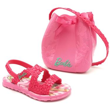 Imagem de Sandália Infantil Menina Barbie Flowers c/ Bolsa