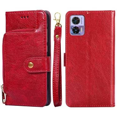Imagem de capa de proteção contra queda de celular Para Motorola Edge 30 Neo Zipper Bag Flip Leather Phone Case