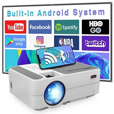 Imagem de Projetor de filmes portátil para ambientes internos e externos com WiFi e Bluetooth, mini projetor de cinema em casa inteligente suporta alto-falante FHD 1080P e HiFi, espelhamento