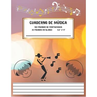 Imagem de Cuaderno de Música: Papel de Manuscrito de Hojas en Blanco de Colores Brillantes | 11 Pentagramas | 100 Hojas de Pentagramas | 20 Hojas en Blanco para Composición Lírica | Grande 8.5" x 11"