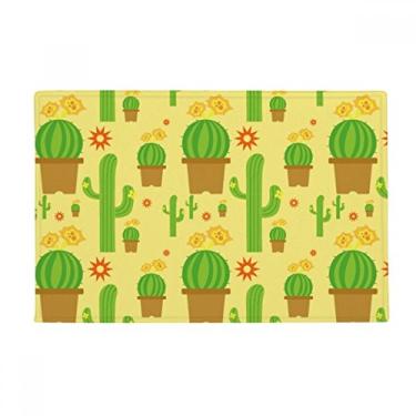 Imagem de DIYthinker Tapete antiderrapante para porta de banheiro com padrão de suculentas de planta em vaso de cacto