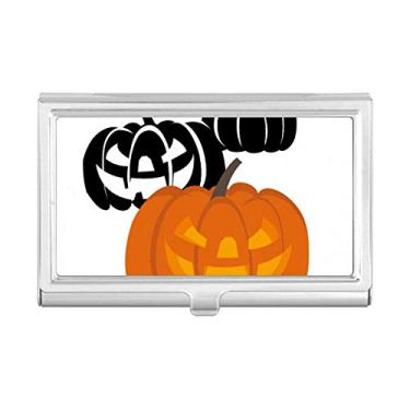 Imagem de Três abóboras Halloween Hallowmas porta-cartões de visita com bolso