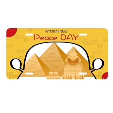 Imagem de DIYthinker Placa de licença com estampa de pirâmide egípcio, esfinge, arte para decoração de carro, dia da paz