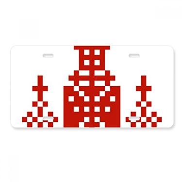 Imagem de DIYthinker Placa de licença com elementos de mosaico da Rússia, placa de licença de aço inoxidável para decoração de automóveis