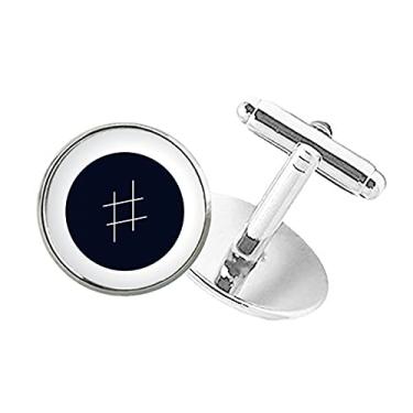 Imagem de DIYthinker Abotoaduras pretas de botão redondo com assinatura White Music