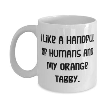 Imagem de Inappropriate Orange Tabby Cat, I Like a Handful of Humans and My Orange Tabby, a melhor caneca de 325 g para amantes de gatos de amigos