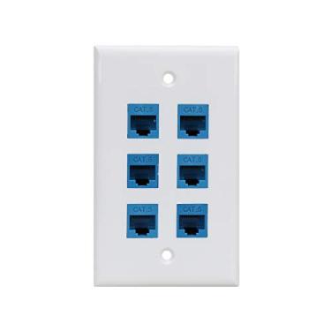 Imagem de Placa de parede Ethernet Cat 6 portas, placa de parede Ethernet fêmea removível compatível com dispositivos Ethernet Cat7/6/6e/5/5e azul