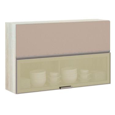 Imagem de Armário Basculante Misto Luciane 120cm 1 Porta Fechada 1 Porta com Vidro Reflecta Bronze Luci