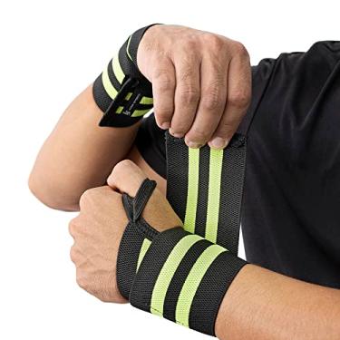 Imagem de Par Munhequeira Elástica Profissional Crossfit- Keer Sports Cor:Preto e Verde;Tamanho:Único;Gênero:Unissex