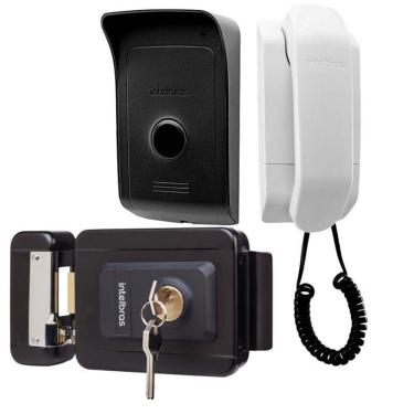 Imagem de Kit 1 Porteiro Interfone Ipr1010 E 1 Fechadura Fx1500 Preta