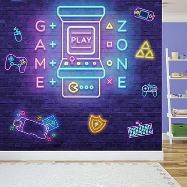 Imagem de Papel de Parede Gamer Neon Painel 3D Video Game 4 rolos 6m²