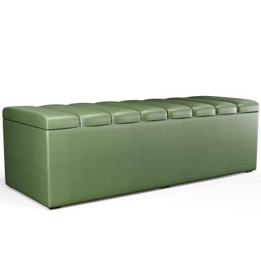 Imagem de Calçadeira Recamier Baú Para Cama De Casal King Dália 195x50 cm W01 Couríssimo Verde Musgo - Lyam
