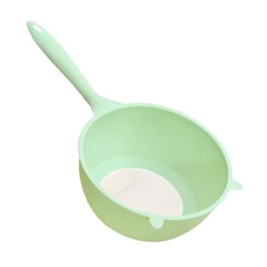 Imagem de WeiLaiKeQi Escorredor de lavagem com alça, coador de arroz de cozinha, escorredor de macarrão com alça, filtro de arruela de arroz para grãos, arroz, batatas, verde e L