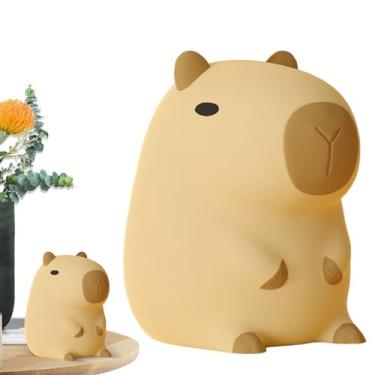 Imagem de Capybara luz noturna – luminária de cabeceira bonita, portátil recarregável por USB, lâmpada de silicone com controle de toque em forma de capivara para quarto, sala de estar, presente de decoração de quarto de crianças