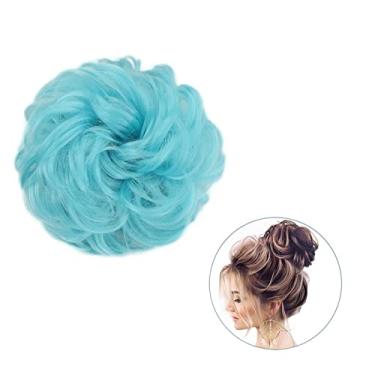 Imagem de Mulheres Bun Scrunchies 1 pçs ao redor no cabelo rabo de cavalo rosquinha coque acessórios de cabelo para mulheres sintético bagunçado cacheado ondulado chignon com envoltório de elástico Pão (Color