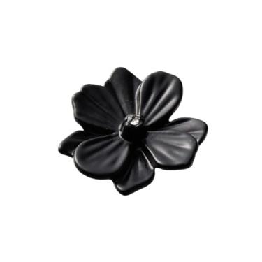 Imagem de Puxadores de armário retrô em forma de flor, puxadores e puxadores de porta de armário de cozinha para móveis, preto