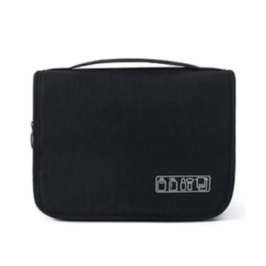 Imagem de Bolsa Organizadora Portátil de Higiene Pessoal com Gancho Suspenso Saco de Armazenamento Cosmético, Maquiagem, Grande Capacidade, Impermeável Viagem (Preto)