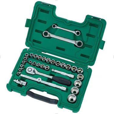 Imagem de Jogo De Soquetes E Chaves De 1/2 Com 33 Peças St09099 Sata