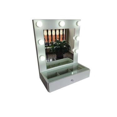 Imagem de Penteadeira Maggie para Maquiagem e Joias Suspensa com Espelho e Kit Luz 7 Bocais Camarim 100% MDF (Branca)