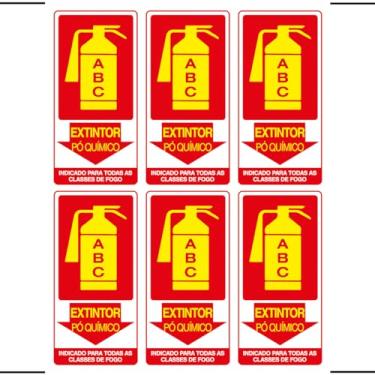Imagem de Combo 6 Placas De Sinalização Extintor ABC Pó Químico 15x30 Ekomunike - X-705 F9e
