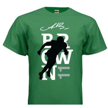 Imagem de HOFSM.COM Hall of Fame Sports Memorabilia Camiseta de futebol AJ Brown Philadelphia Signature, Verde, P