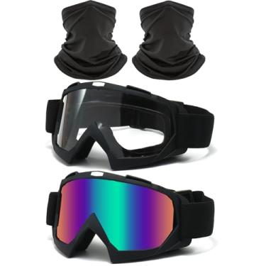 Imagem de immoono Conjunto de 4 peças, óculos de proteção para motocicleta com cobertura facial, quadriciclo, motocross, para adultos, homens, mulheres, jovens, preto