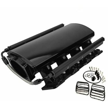 Imagem de Coletor de admissão de perfil baixo LS1 LS2 LS6 102 mm com trilho de combustível da porta do sensor MAP (preto)