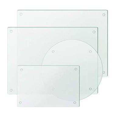 Imagem de Murrey Home Conjunto de tábua de corte de vidro para balcão de cozinha, tábuas de corte de vidro temperado, seguro para lava-louças, bandeja de bancada transparente, 4 peças