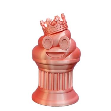 Imagem de Znet3D Troféu de emoji King Poop – Prêmio divertido e presente – Feito à mão com fabricação aditiva – 15 cm de altura – com um emoji sólido de cocô com uma coroa, preso em uma coluna (branco/vermelho)