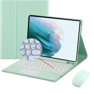 Imagem de Capa para Galaxy A9+ Plus de 11 polegadas (SM-X210/X216/X218) com teclado, com teclado ABNT2 Bluetooth sem fio captado e magnético, suporte para S Pen, fólio (Green)