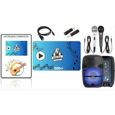 Imagem de Aparelho Hdoke Player Videoke com microfones, catalogo exclusivo e caixa de som