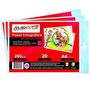 Imagem de Papel para foto 10x15 260g Brilhante Glossy Marpax 20 Fls